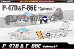 1/72 P-47D Thunderbolt + F-86E Sabre пілота Francis Gabreski, 2-в-1 (Academy 12530), збірні моделі