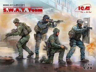 1/24 Бойцы спецподразделения SWAT, 4 фигуры (ICM DS2401), сборные пластиковые
