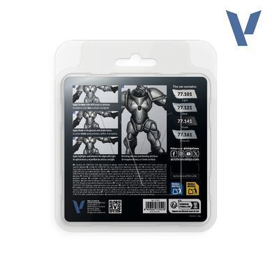 Набір фарб True Metallic Metal "Sterling Silver Paint Set", 4 фарби по 18 мл, акрилові (Vallejo 77251)