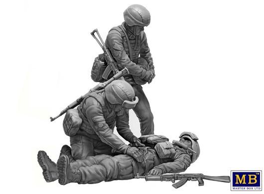 1/35 Украинские военные медики на поле боя, 3 фигуры, серия "русско-украинская война" (Master Box 35231), сборные пластиковые