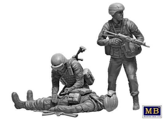 1/35 Украинские военные медики на поле боя, 3 фигуры, серия "русско-украинская война" (Master Box 35231), сборные пластиковые