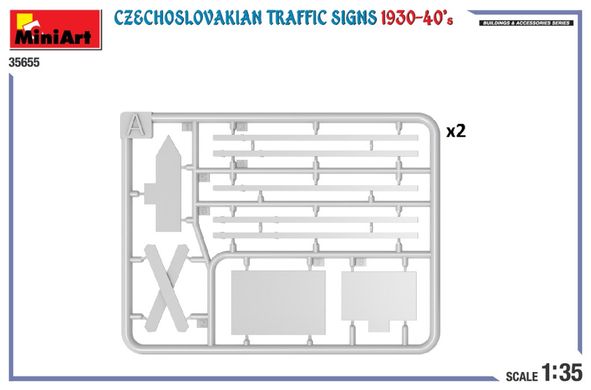 1/35 Чехословацкие дорожные знаки 1930-40 годов, сборные пластиковые + декаль (Miniart 35655)