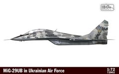 1/72 Літак МіГ-29УБ ВПС України, в комплекті декалі Foxbot Decals (IBG Models 72902), збірна модель