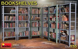 1/35 Книжкові полиці з книгами, збірні пластикові (Miniart 35654 Bookshelves)