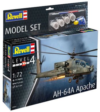 1/72 Вертолет AH-64A Apache, серия Model Set с красками и клеем (Revell 63824), сборная модель