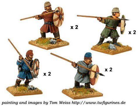 Темные века (Dark Ages) - Saxon Fyrd with Spear/Javelins (8) - Crusader Miniatures NS-CM-DAS003