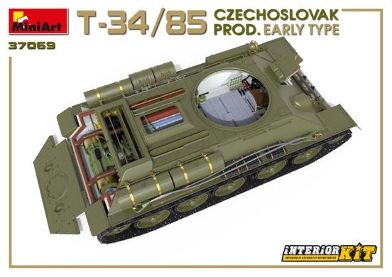 1/35 Танк Т-34/85 чехословацького виробництва, ранній тип, модель з інтер'єром (Miniart 37069), збірна модель