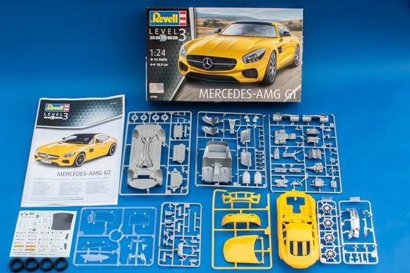 1/24 Автомобиль Mercedes AMG-GT, подарочный набор с красками, клеем и кистями (Revell 67028), сборная модель