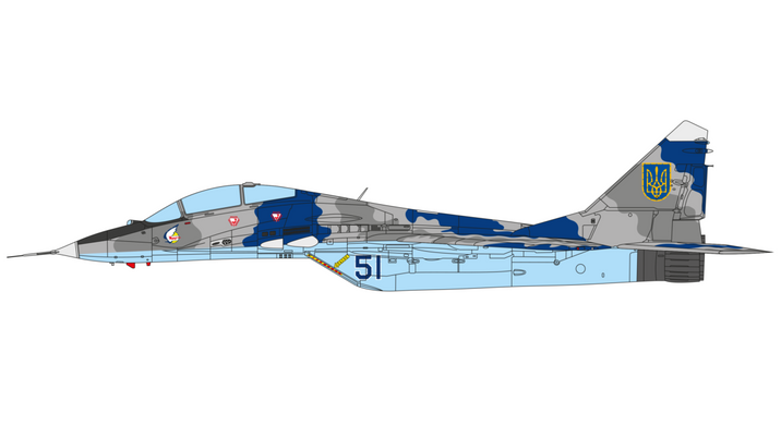 1/72 Літак МіГ-29УБ ВПС України, в комплекті декалі Foxbot Decals (IBG Models 72902), збірна модель