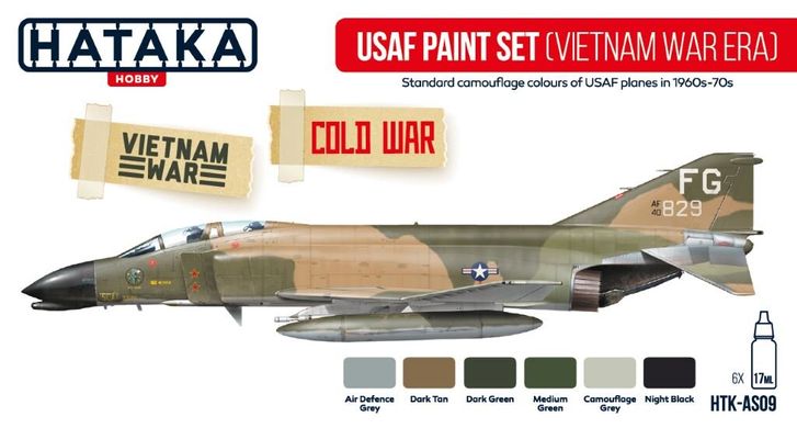 Набор красок USAF Vietnam War Era 1960-70, 6 шт (Red Line) Hataka AS-09