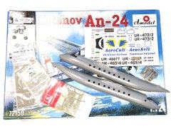 1/72 Літак Ан-24 + смола, маски, декалі та фототравління, розпочато складання (Amodel, Armory, KVmodels, Brengun, BSmodelle), збірна модель