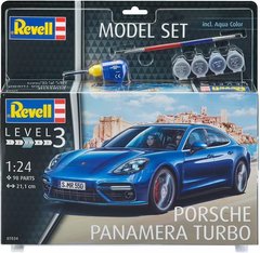 1/24 Автомобіль Porsche Panamera Turbo, подарунковий комплект з фарбами, клеєм та пензлями (Revell 67034), збірна модель