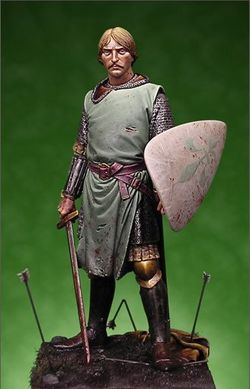 70mm Німецький лицар, 14 століття, колекційна мініатюра, олов'яна збірна нефарбована (Latorre Models 70-01)