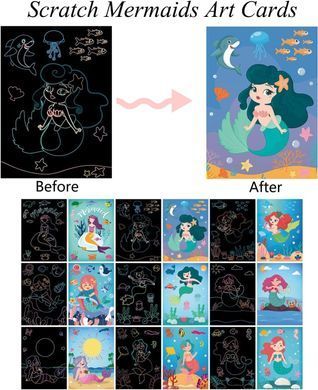 Набір для творчості "Scratch Artcards: Mermaids" - скретч-картки та розмальовки