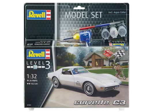 1/32 Автомобиль Corvette C3, серия Starter Set с красками, клеем и кистями (Revell 67684), сборная модель
