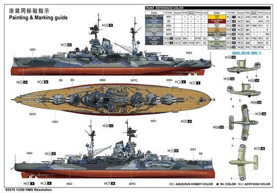 1/350&nbsp;HMS Resolution британський лінкор (Trumpeter 05379), збірна модель