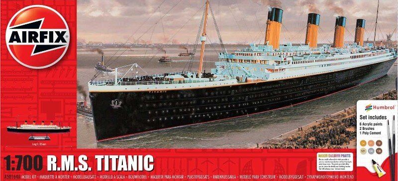 1/700 RMS Titanic океанский лайнер, серия Gaft Set с красками и клеем (Airfix A50164A), сборная модель