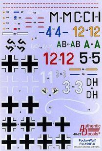 1/48 Декаль для самолета Focke-Wulf FW-190F-8 (Authentic Decals 4827)