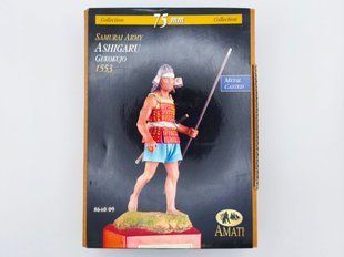75мм Асігару армії самураїв періоду Гекокудзьо, 1553 рік (Amati 8640/09 Samurai Army Ashigaru Gekokujo 1553), колекційна олов'яна мініатюра