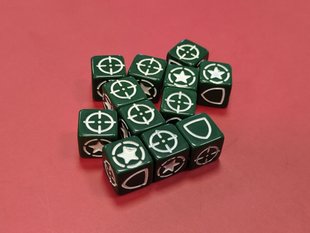 Комплект кубиків (дайсів) Dust Tactics Allied Dice Set, 12 штук, пластикові 12х12 мм