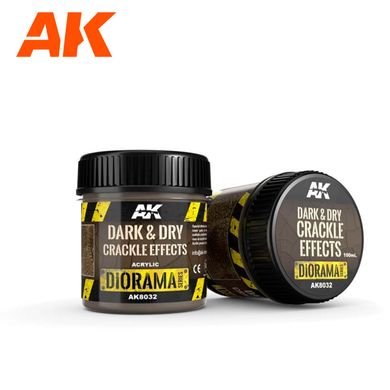 Темный эффект потрескавшейся сухой земли, Diorama Series, акриловая паста, 100 мл (AK Interactive AK8032 Dark and Dry Crackle Effects)