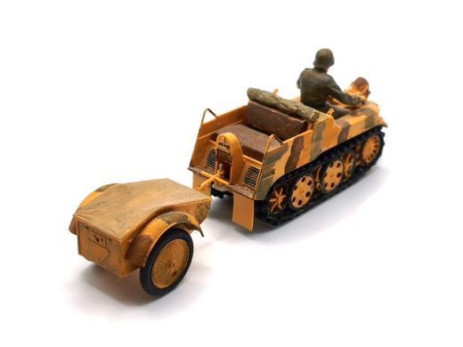 1/35 Sd.Kfz.2 Kettenkraftrad німецький гусеничний мотоцикл з причепом, готова модель авторської роботи