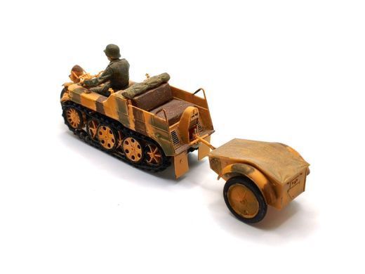1/35 Sd.Kfz.2 Kettenkraftrad німецький гусеничний мотоцикл з причепом, готова модель авторської роботи