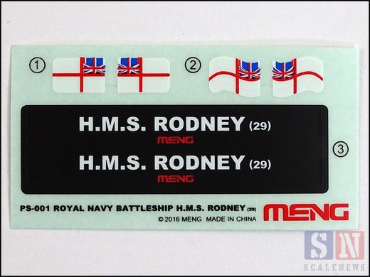 1/700 HMS Rodney (29) британский линкор, цветной пластик (Meng Model PS-001), сборная модель