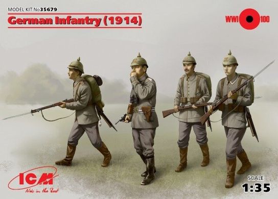 1/35 Німецька піхота 1914 року, 4 фігури (ICM 35679), збірні пластикові