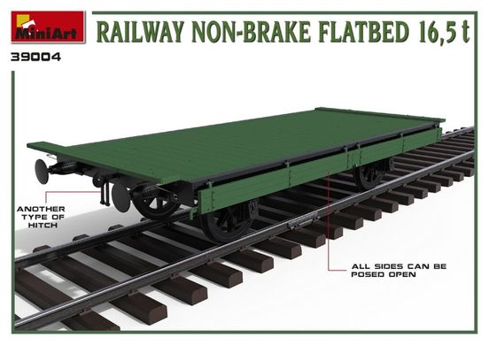 1/35 Залізнична безгальмівна платформа 16.5 тонн (Miniart 39004), збірна модель