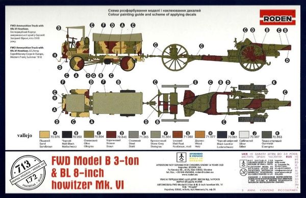 1/72 FWD Model B 3-ton and BL 8-inch howitzer Mk.VI (Roden 713) збірна модель