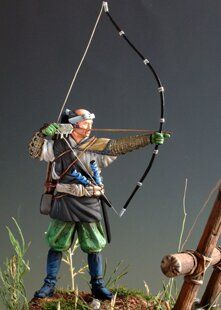 54mm Самурай-лучник периода Edo, коллекционная миниатюра, оловянная сборная неокрашенная (Aitna Model)