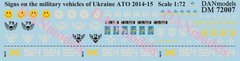 1/72 Декаль АТО 2014-2015 років: знаки та емблеми на військову техніку ВСУ (DANmodels DM72007)