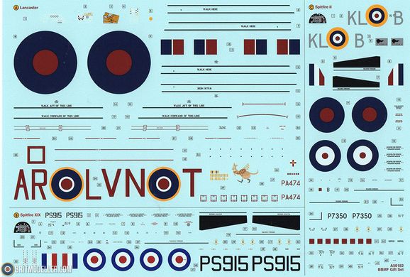 1/72 Набор "Battle of Britain Memorial Flight": Avro Lancaster B Mk.III, Spitfire Mk.IIa, Spitfire PR Mk.XIX, клей и краски (Airfix A50182), сборные модели