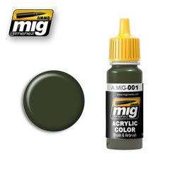 Оливково-зелений RAL 6003, 17 мл (Ammo by Mig A.MIG-001 Olivegrun opt.1) акрилова фарба