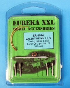 1/35 Буксировочный трос для танка Valentine + ствол металлический (Eureka ER-3544), металл + смола
