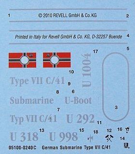 1/144 Подводная лодка U-Boot Typ VIIC/41 (Revell 05100), сборная модель