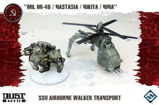 SSU Airborne Walker Transport Mil Mi-46 "Nastasia / Nikita / Nina", вертолет + шагающий танк, под масштаб 40 мм (Dust Tactics DT-046), пластик