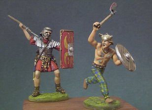 30мм (1/55) Римлянин та варвар б'ються, серія The Roman Army in 30 mm, колекційні олов'яні мініатюри (Andrea Miniatures RA-017), збірні нефарбовані