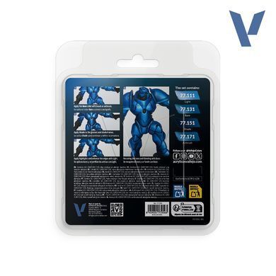 Набір фарб True Metallic Metal "Sapphire Blue Paint Set", 4 фарби по 18 мл, акрилові (Vallejo 77256)