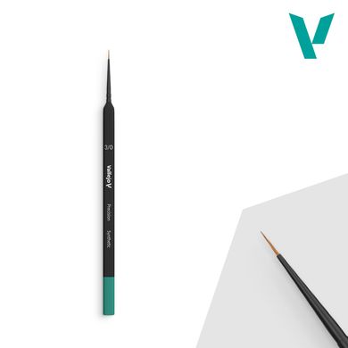 Кисть круглая 3/0 тонкая с треугольной ручкой, синтетика (Vallejo Round Brush B03030)