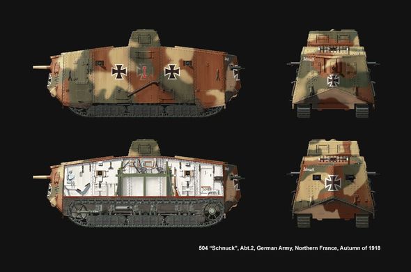 1/35 Танк A7V Tank (Krupp), набір з інтер'єром (Meng Model TS-017), збірна модель