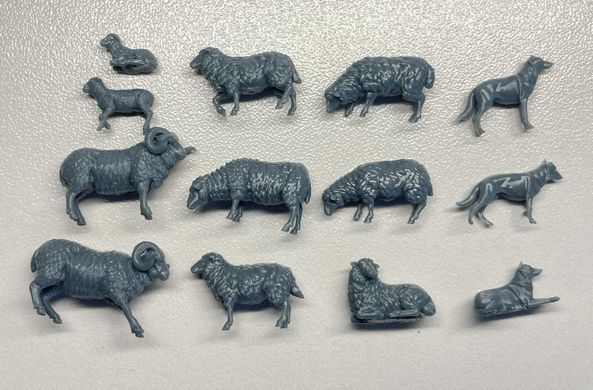 1/72 Середньовічні вівчарі, 8 фігур та тварини&nbsp;(Archibald Miniatures Medieval Shepherds), смоляні