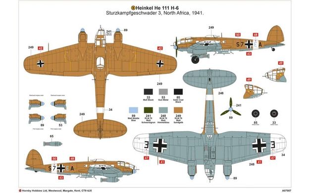 1/72 Heinkel He-111H-6 германский бомбардировщик (Airfix 07007) сборная модель