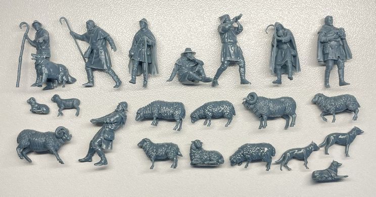 1/72 Середньовічні вівчарі, 8 фігур та тварини&nbsp;(Archibald Miniatures Medieval Shepherds), смоляні