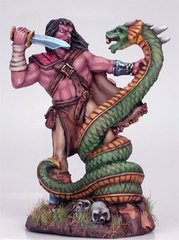 Visions in Fantasy - Male Barbarian Fighting Snake Beast - Dark Sword DKSW-DSM7201