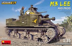 1/35 M3 Lee середины производства, американский танк, модель с интерьером (Miniart 35209), сборная модель