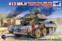 1/35 Танк A13 Mk.II/Cruiser Tank Mk.IVA рання/пізня модифікація (Bronco Models CB35029), збірна модель