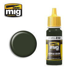 Зеленый темный FS34052 RAL7022 RLM70, 17 мл (Ammo by Mig A.MIG-232 Dark green Schwartzgrun) акриловая краска