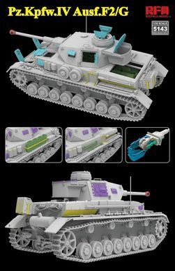 1/35 Танк Pz.Kpfw.IV Ausf.F2/G, в комплекті 3D-друкований дульник, робочі траки та копія двигуна Maybach HL120 TRM (Rye Field Model RM5143), збірна модель